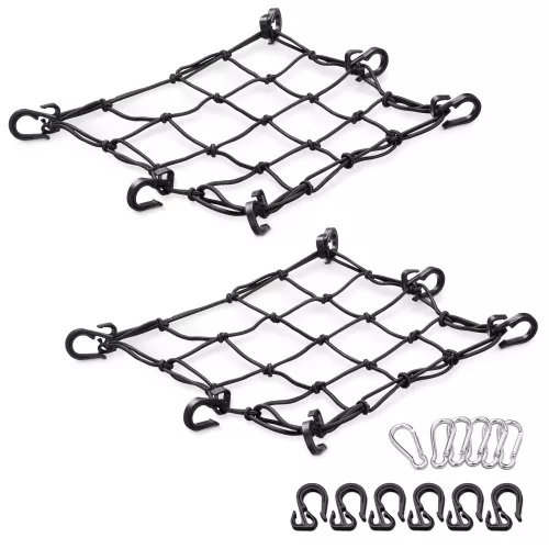 Zestaw 2 siatek bagażowych do motocykli Navaris, 40 x 40 cm, Haczyki, Karabińczyk, 54307.01
