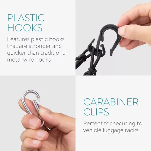 Zestaw 2 siatek bagażowych do motocykli Navaris, 40 x 40 cm, Haczyki, Karabińczyk, 54307.01