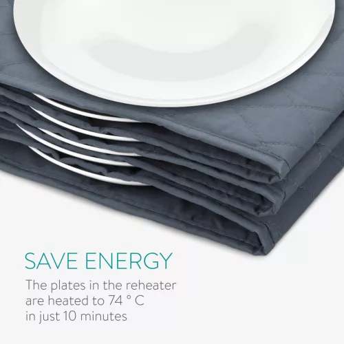 Incalzitor farfurii Navaris, 10 farfurii, 34x30 cm, priza EU, pentru masa, gri antracit, gri, poliester