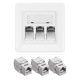 Zestaw 1 potrójne gniazdo sieciowe RJ45 z 3 wtyczkami CAT 6A, Kwmobile, biały, metal, 54571.03.01