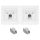 Zestaw 2 ekranowanych gniazd sieciowych RJ45 z 2 wtyczkami CAT 6A, Kwmobile, Biały, Metal, 54571.01.02