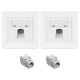 Zestaw 2 ekranowanych gniazd sieciowych RJ45 z 2 wtyczkami CAT 6A, Kwmobile, Biały, Metal, 54571.01.02