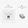 Zestaw 2 ekranowanych gniazd sieciowych RJ45 z 2 wtyczkami CAT 6A, Kwmobile, Biały, Metal, 54571.01.02