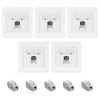 Zestaw 5 ekranowanych gniazd sieciowych RJ45 z 5 wtyczkami CAT 6A, Kwmobile, Biały, Metal, 54571.01.05