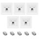 Zestaw 5 ekranowanych gniazd sieciowych RJ45 z 5 wtyczkami CAT 6A, Kwmobile, Biały, Metal, 54571.01.05