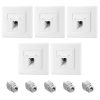 Zestaw 5 ekranowanych gniazd sieciowych RJ45 z 5 wtyczkami CAT 6A, Kwmobile, Biały, Metal, 54571.01.05