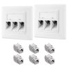Zestaw 2 potrójnych gniazd sieciowych RJ45 z 4 wtyczkami CAT 6A, Kwmobile, Biały, Metal, 54571.03.02