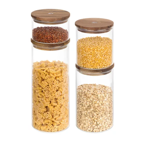 Zestaw 4 słoików do przechowywania Navaris z pokrywkami, 1400 ml, 1000 ml, 600 ml i 300 ml, 54691.02.04