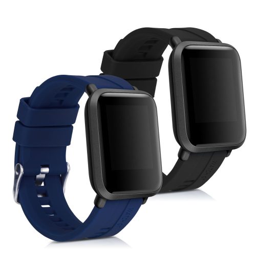 Zestaw 2 pasków do Xiaomi Amazfit Bip / Amazfit Bip Lite, kwmobile, silikon, niebieski / czarny, 54776.01