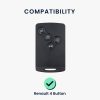 Osłona kluczyka do samochodu Renault - 4 przyciski - Keyless Go, kwmobile, silikon, czarno-biały, 54808.02