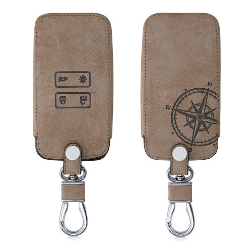 Osłona kluczyka do samochodu Renault / Dacia - 4 przyciski - Keyless Go, kwmobile, Skóra ekologiczna, Brązowa, 54927.01