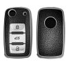 Etui na kluczyk samochodowy do VW / Skoda / Seat - 3 przyciski, kwmobile, silikon, czarny / srebrny, 54021.04