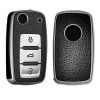 Etui na kluczyk samochodowy do VW / Skoda / Seat - 3 przyciski, kwmobile, silikon, czarny / srebrny, 54021.04