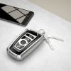 Etui na kluczyk samochodowy do BMW - 3 przyciski - Keyless Go, kwmobile, silikon, srebrny / czarny, 55039.01