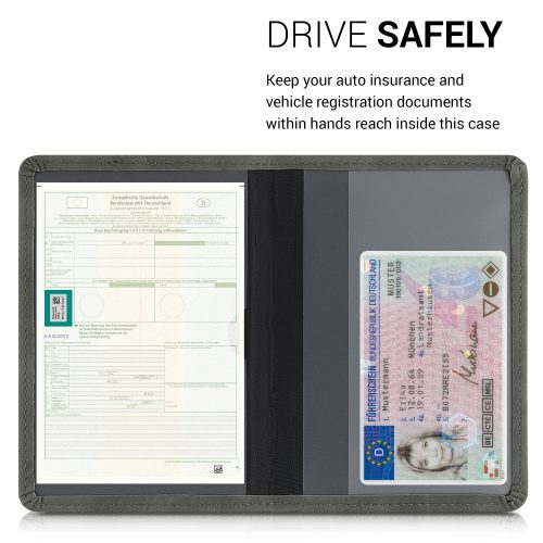 Okładka na dokumenty samochodowe, Kwmobile, Szara, Skóra ekologiczna, 55237.19