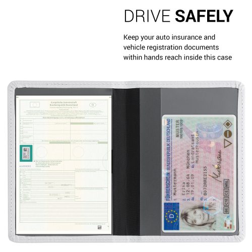 Okładka na dokumenty samochodowe, Kwmobile, Biała, Skóra ekologiczna, 50103.02