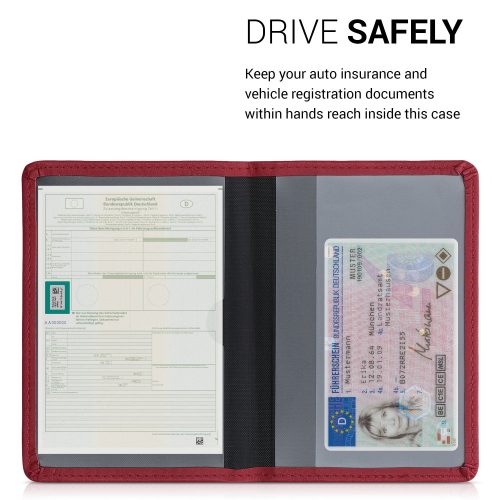 Okładka na dokumenty samochodowe, Kwmobile, Czerwona, Skóra ekologiczna, 50103.09