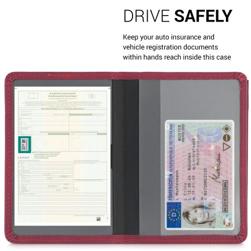 Okładka na dokumenty samochodowe, Kwmobile, Czerwona, Skóra ekologiczna, 55237.20