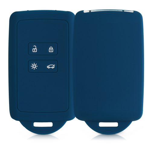 Osłona kluczyka do samochodu Renault / Dacia - 4 przyciski - Keyless Go, kwmobile, silikon, niebieska, 48035.17