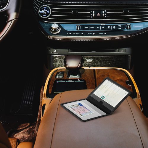 Okładka na dokumenty samochodowe, Kwmobile, Czarna, Skóra ekologiczna, 55452.01