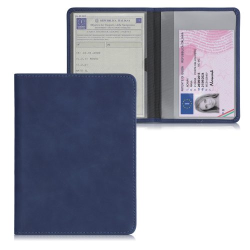 Okładka na dokumenty samochodowe, Kwmobile, niebieska, skóra ekologiczna, 55450.17