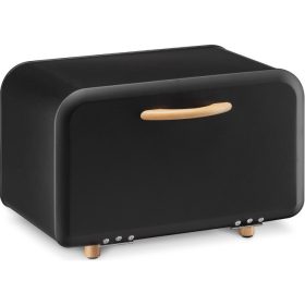   Metalowy pojemnik na chleb, Navaris, z przednim otwieraniem, 35.2x23.5x23 cm, Czarny, 51503.02.01