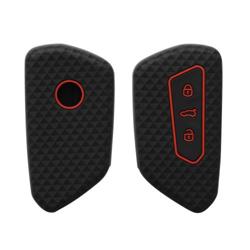 Osłona kluczyka do samochodu VW / Skoda / Seat - 3 przyciski, kwmobile, silikon, czarna, 55583.01