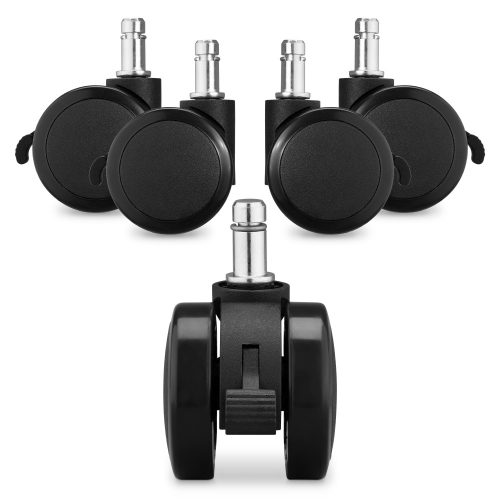 Zestaw 5 kółek do drążka do krzesła biurowego 10 mm, Kwmobile, czarny, nylon, 55601.02