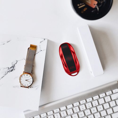 Etui na kluczyk samochodowy do Tesli - Model S, kwmobile, silikon, czerwony / czarny, 54594.97