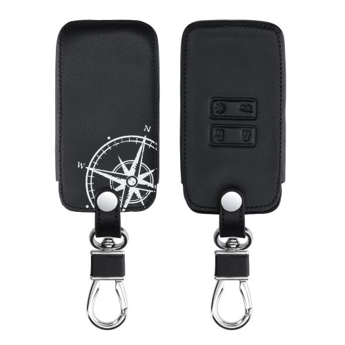 Osłona kluczyka do samochodu Renault / Dacia - 4 przyciski - Keyless Go, kwmobile, Skóra ekologiczna, Czarny / Biały, 44637.45
