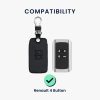 Osłona kluczyka do samochodu Renault / Dacia - 4 przyciski - Keyless Go, kwmobile, Skóra ekologiczna, Czarny / Biały, 44637.45