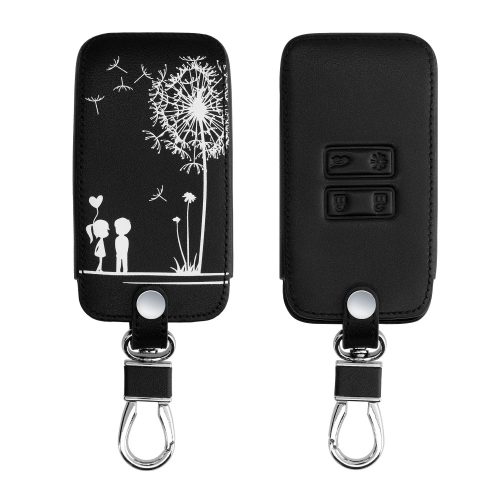 Etui na kluczyki do samochodu Renault / Dacia - 4 przyciski - Keyless Go, kwmobile, Skóra ekologiczna, Czarny / Biały, 44637.44