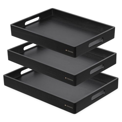 Set 3 tavi servire din bambus Navaris, versatilitate in utilizare, 53446.03.01