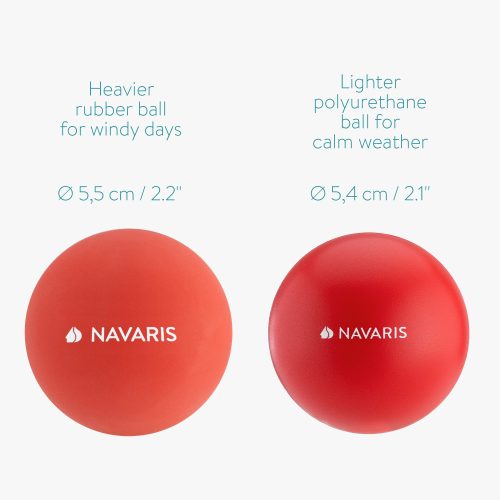 Zestaw 2 rakiet plażowych z 2 piłkami Navaris Frescobol, czerwony, 50261.09.02