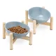 Zestaw 2 misek ceramicznych dla zwierząt Navaris z drewnianą podstawką, 300 ml, 56079.04