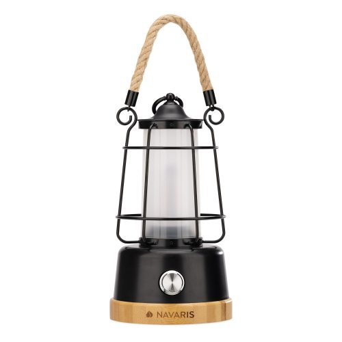 Przenośna latarnia Navaris z akumulatorem i power bankiem, Czarna, 56078.01