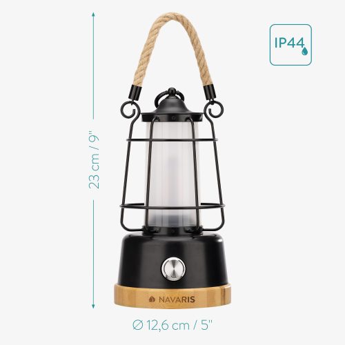 Przenośna latarnia Navaris z akumulatorem i power bankiem, Czarna, 56078.01