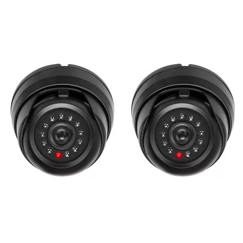 Zestaw 2 fałszywych kamer monitorujących ze światłami LED, Kwmobile, czarny, plastikowy, 53927.02.01