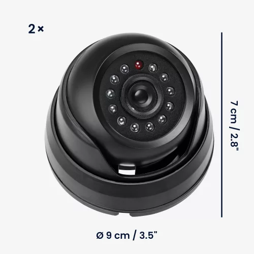 Zestaw 2 fałszywych kamer monitorujących ze światłami LED, Kwmobile, czarny, plastikowy, 53927.02.01