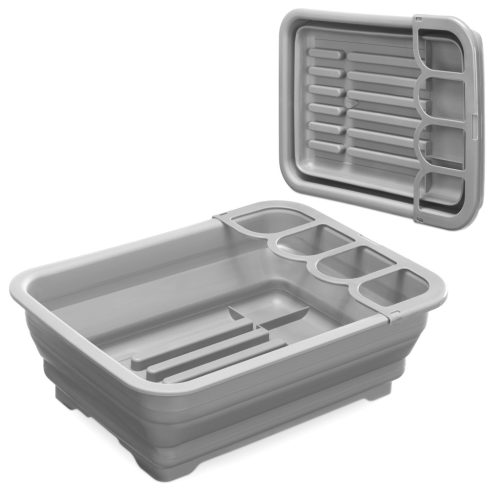 Scurgator vase Navaris, 37x27x12 cm, pliabil, cu separator pentru tacamuri, 52539.03