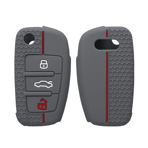 Osłona kluczyka do samochodu Audi - 3 przyciski, kwmobile, silikon, szara, 53134.12