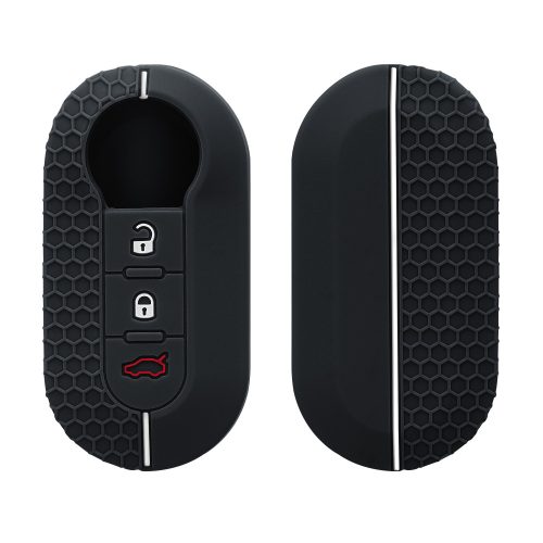 Osłona kluczyka do samochodu Fiat / Lancia - 3 przyciski, kwmobile, silikon, czarna, 56383.03