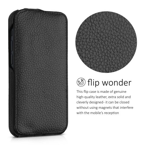 Etui na Apple iPhone 13 Mini, skóra naturalna, czarny, 56409.01, kalibri