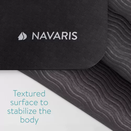 Saltea yoga XXL Navaris, 180x120x0.6 cm, extra spatiu, antiderapanta, negru, TPE