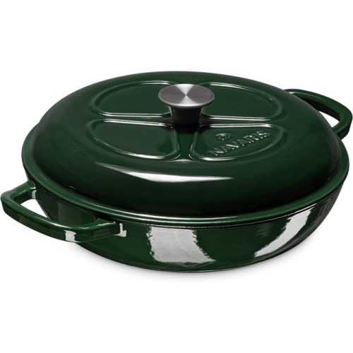 Nieprzywierający garnek żeliwny Navaris na kuchenki/piekarniki - 29,5 cm - 3,5 l - zielony, 52479.01.80