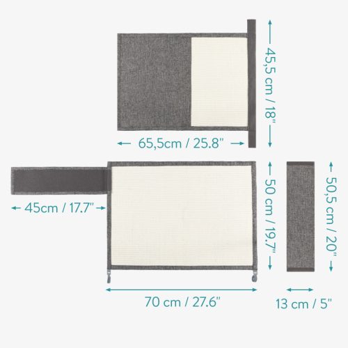 Protectie canapea pentru pisici Navaris, 70x50 cm, sisal/lin, latura dreapta, 56507.22