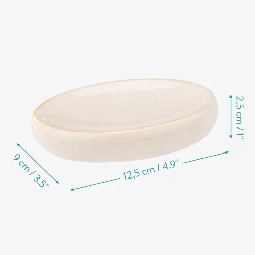 Set 3 accesorii baie Navaris, dispenser + suport periute + savoniera, bej, ceramica/metal