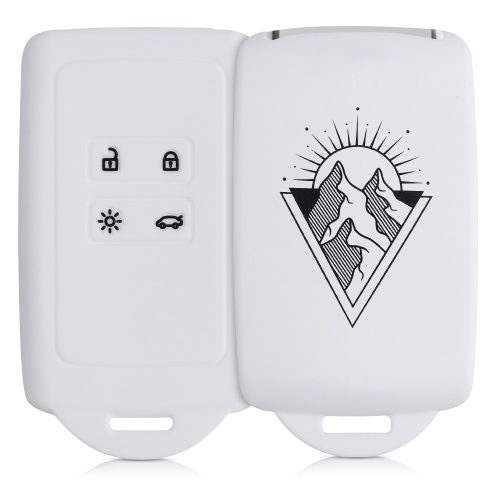 Etui na kluczyk samochodowy do Renault / Dacia - 4 przyciski - Keyless Go, kwmobile, silikon, biały / czarny, 49769.26