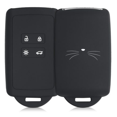 Osłona kluczyka do samochodu Renault / Dacia - 4 przyciski - Keyless Go, kwmobile, silikon, czarna, 49769.21