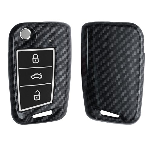 Osłona kluczyka do samochodu VW / Skoda / Seat - 3 przyciski, kwmobile, plastik, czarny / szary, 56729.03